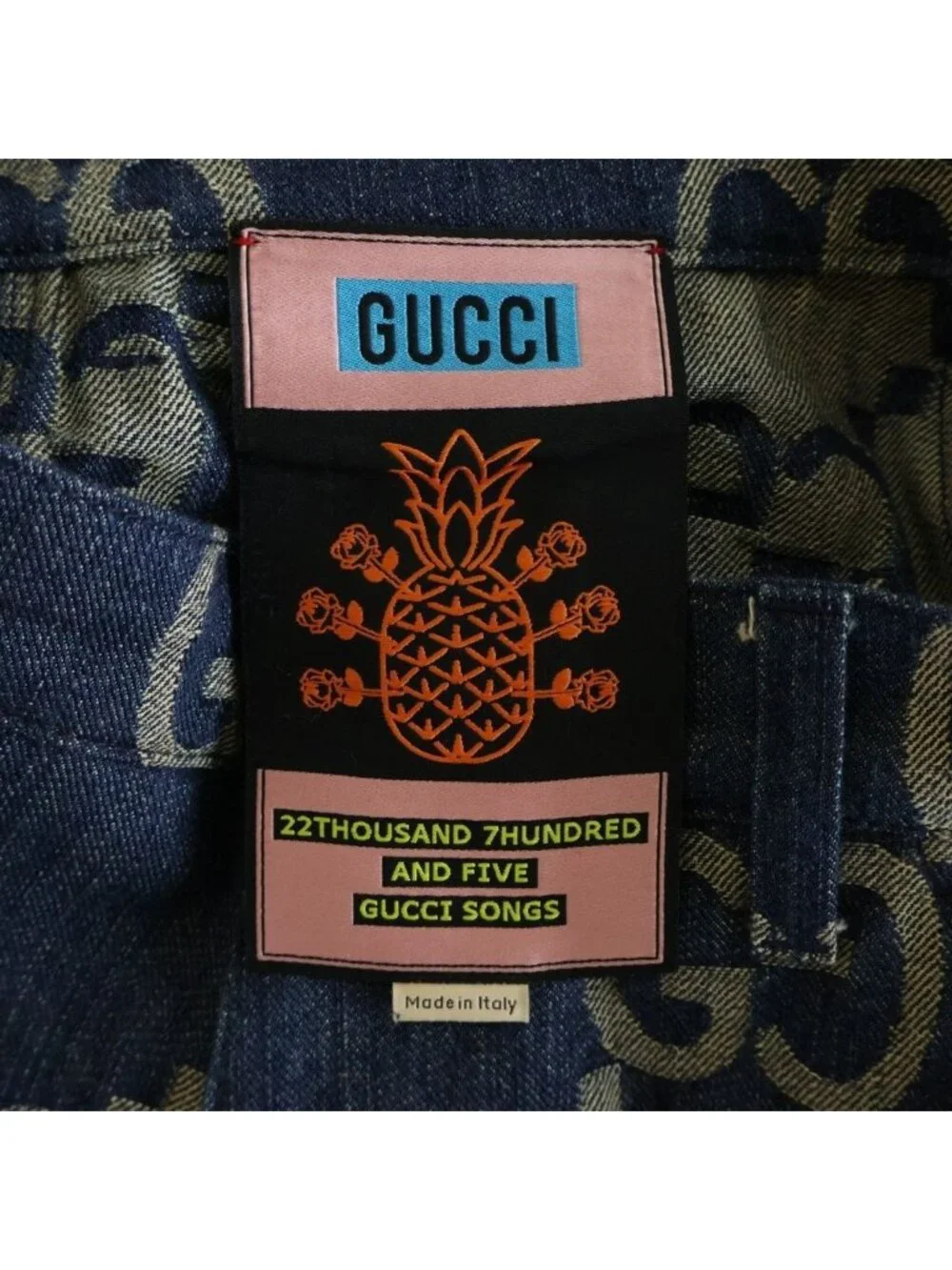Gucci Pineapple Pants All Over Print Denim Indigo